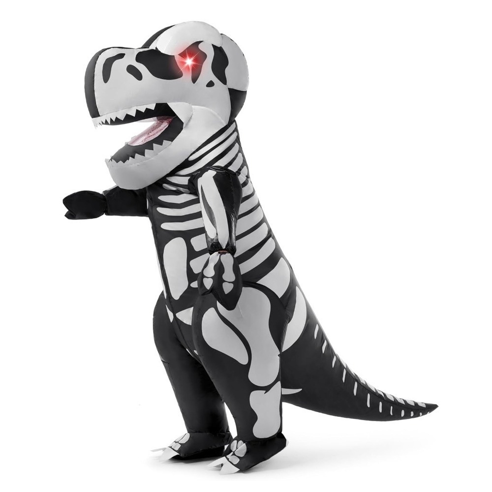 Spooktacular Creations Inflatable Skeleton T-Rex Costume Adult Black Good LED